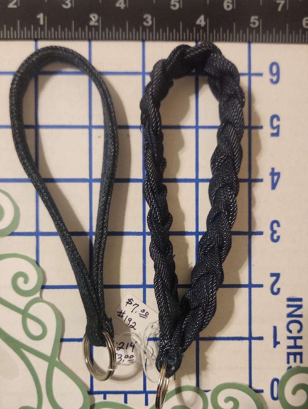 Set of Two Navy Braided & Loop Keychain Wristlets